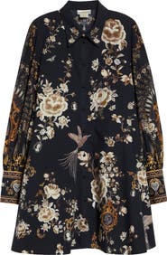 Camilla Flamenco Folklore Print Long Sleeve Organic Cotton Poplin Shirtdress