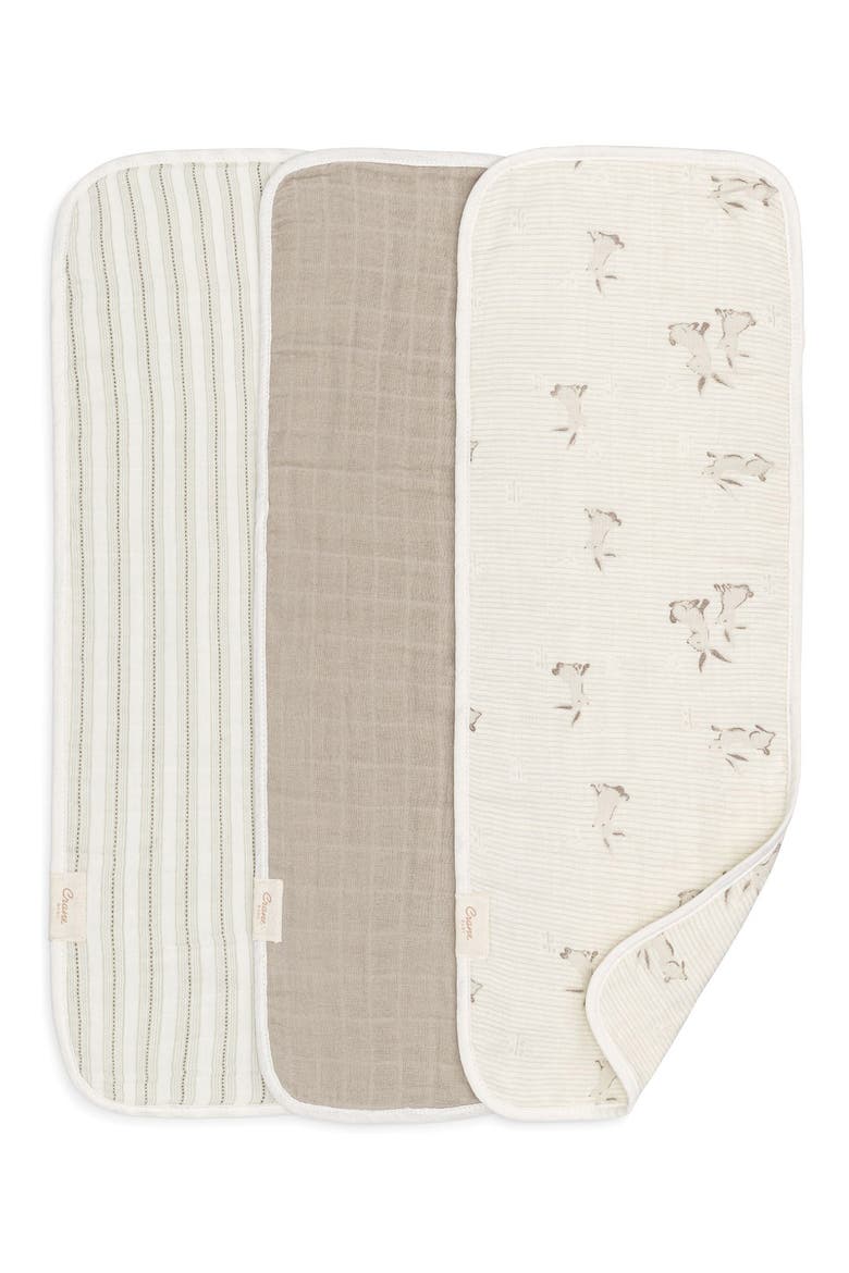 3-Pack Assorted Organic Cotton Burp Cloths Set, Main, color, WHITE