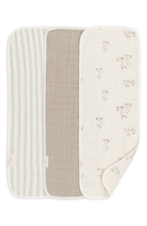 3-Pack Assorted Organic Cotton Burp Cloths Set (Baby)