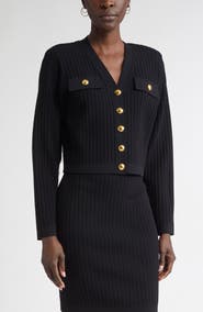ST. JOHN Fringe Flatback Rib Jacket