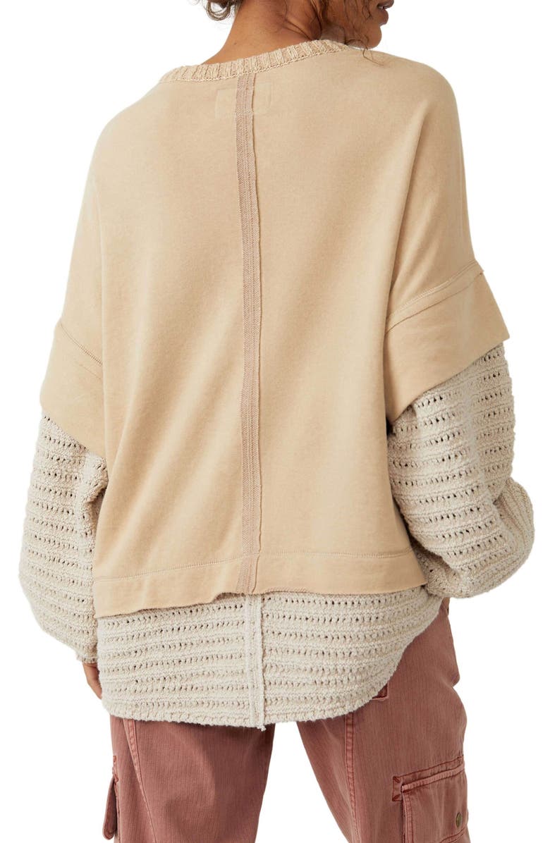 Free People Holly Oversize Mixed Media Sweater, Alternate, color, 