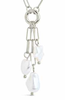 Sterling Forever Sabrina Mixed Pearl Charm Necklace