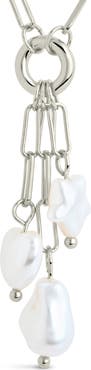 Sterling Forever Sabrina Mixed Pearl Charm Necklace