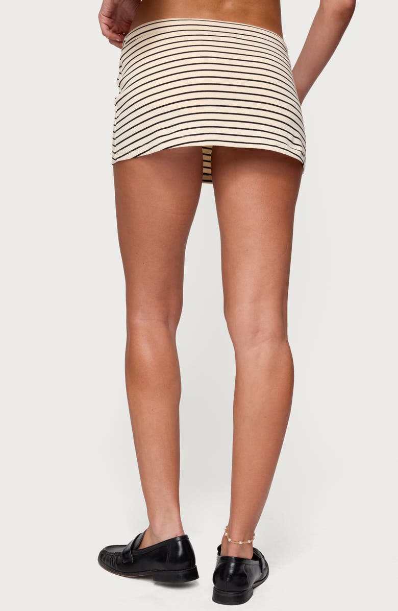 EDIKTED Brenan Stripe Low Rise Drawstring Miniskort, Alternate, color, Cream And Black