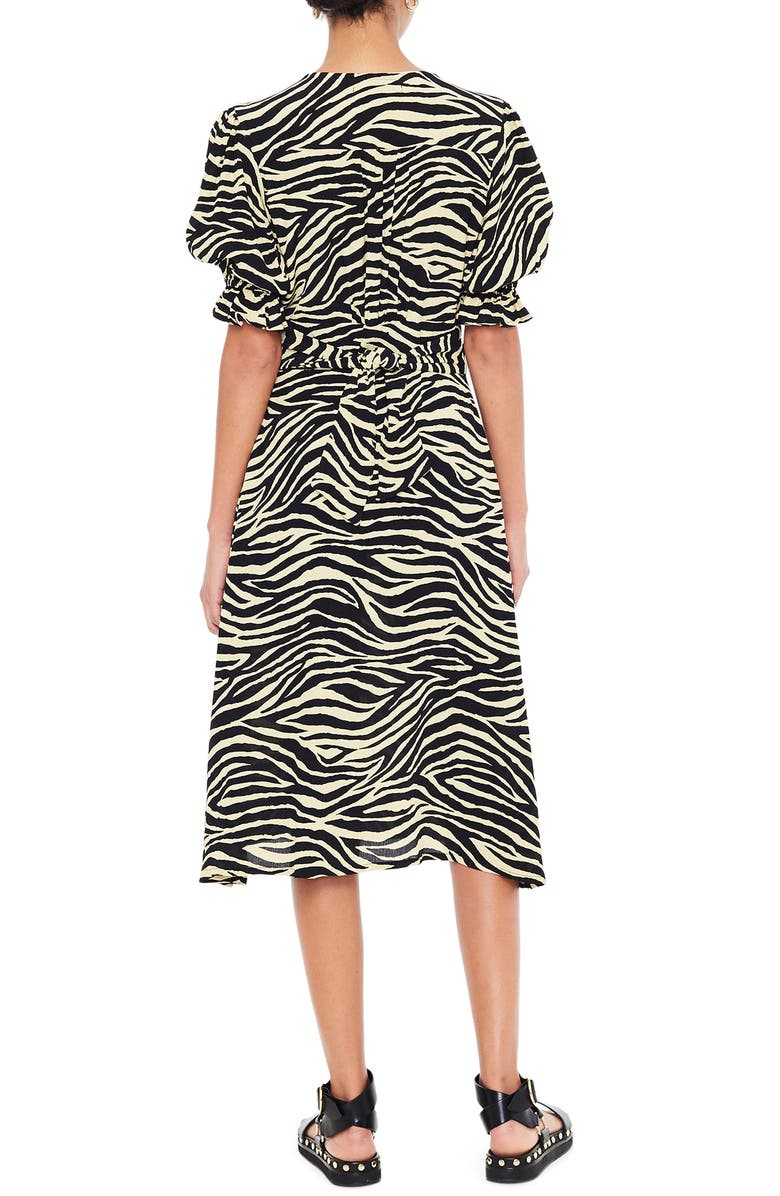 Faithfull the Brand Rafa Zebra Print Midi Dress, Alternate, color,
