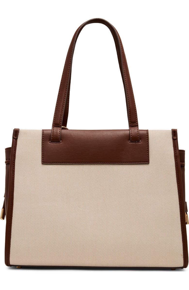 Anne Klein Canvas Tote with Removable Wrist Pouch, Alternate, color, Tan-Cream/ Walnut