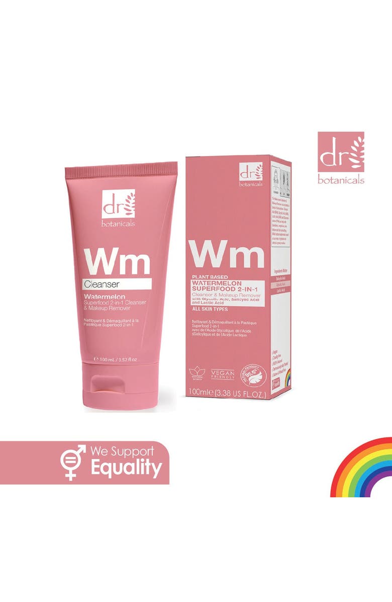 DR BOTANICALS Superfood 2-in-1 Cleanser & Makeup Remover with Glycolic Acid, Salicylic Acid & Lactic Acid, Alternate, color, White