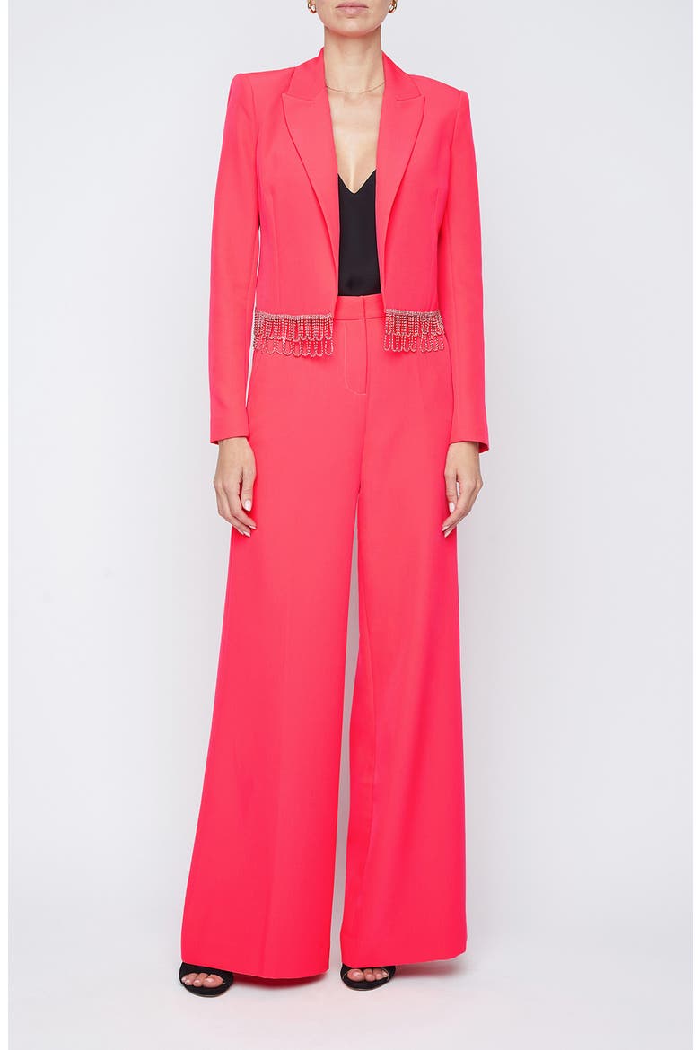 Jen Crystal Fringe Crop Blazer, Alternate, color, NEON CORAL