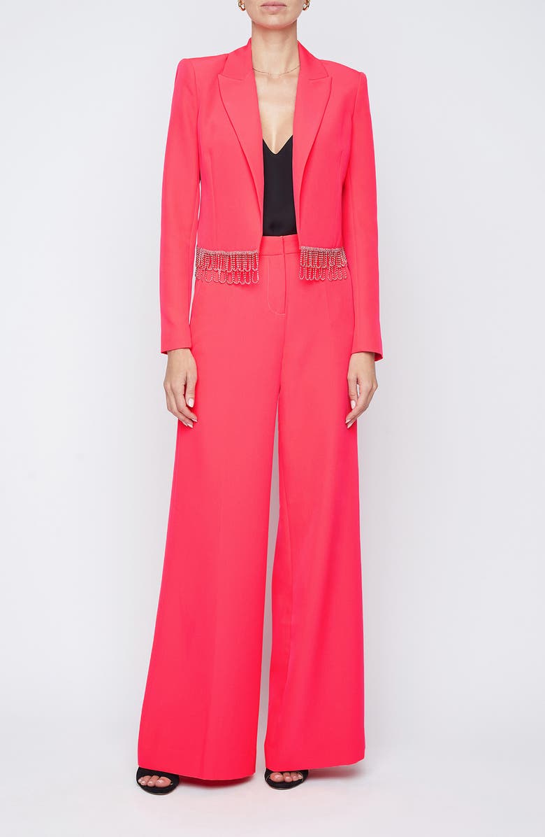 L'AGENCE Jen Crystal Fringe Crop Blazer, Alternate, color, 