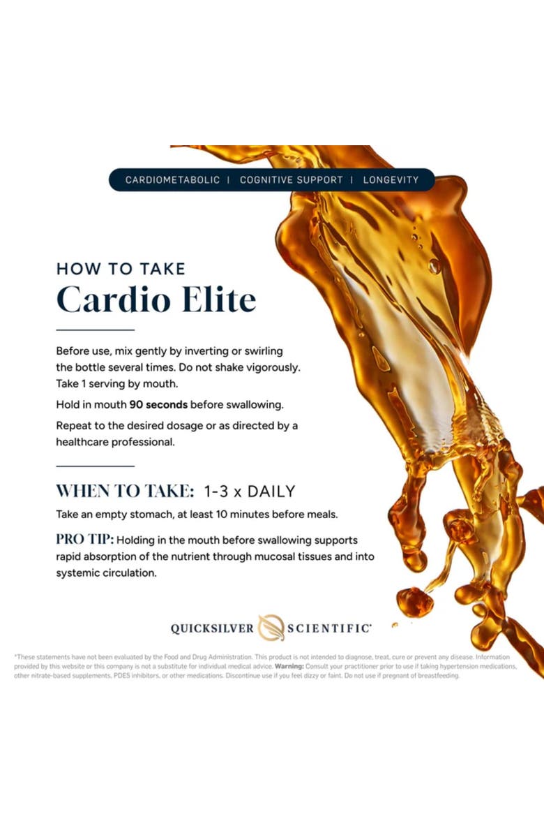 Quicksilver Scientific Cardio Elite Nanoemulsified Nitric Oxide Liquid Supplement, Alternate, color, Black