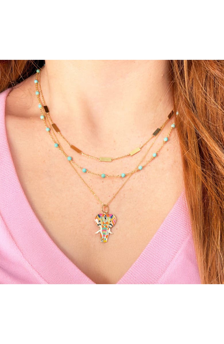 The Lovery Fine Jewelry Multicolored Kaleidoscope Enamel Elephant Charm, Alternate, color, Multicolored Enamel