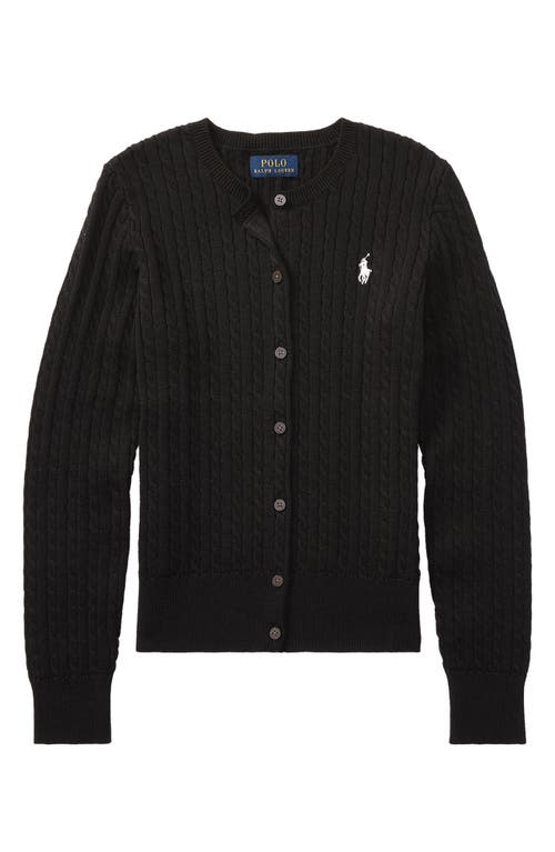 Polo Ralph Lauren Big Girls Cable-knit Cotton Cardigan In Polo Black