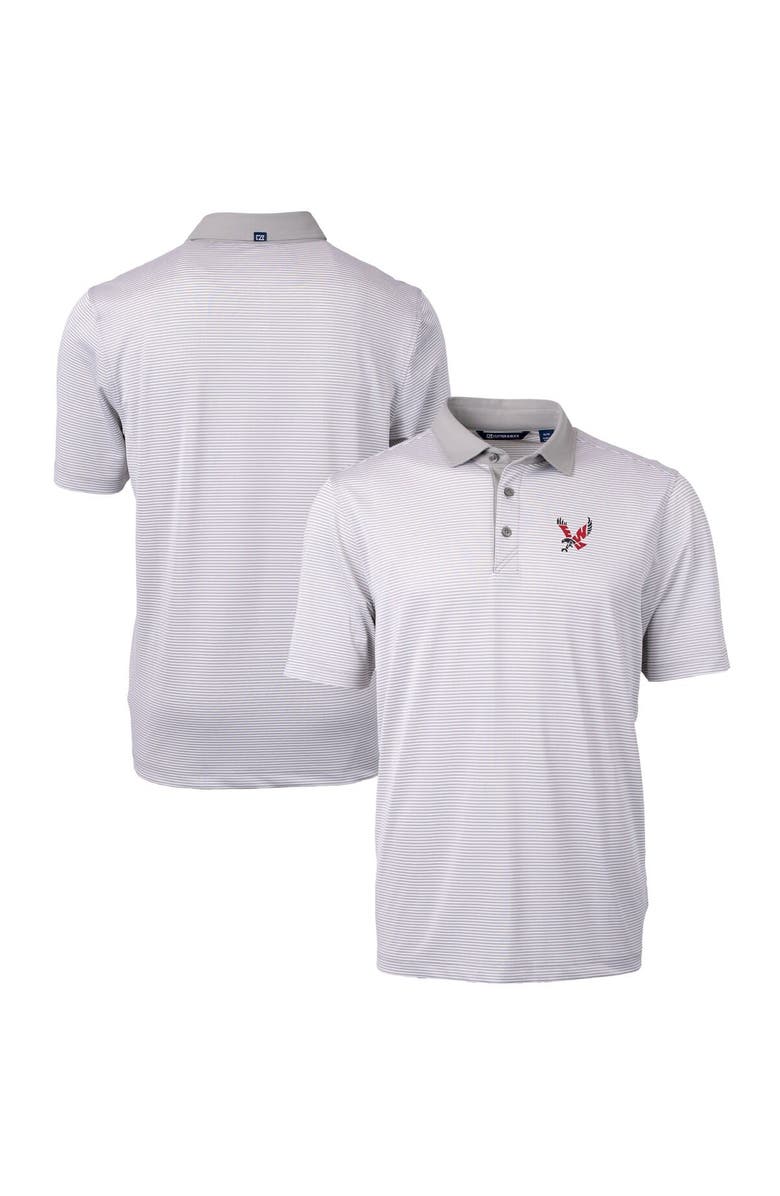 Cutter & Buck Men's Cutter & Buck  Gray/White Eastern Washington Eagles Big & Tall Virtue Eco Pique Micro Stripe Recycled Polo, Main, color, 