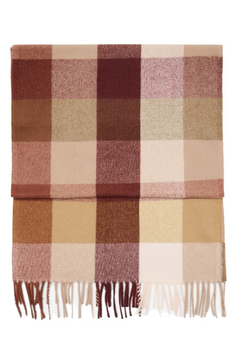 Check Fringed Scarf