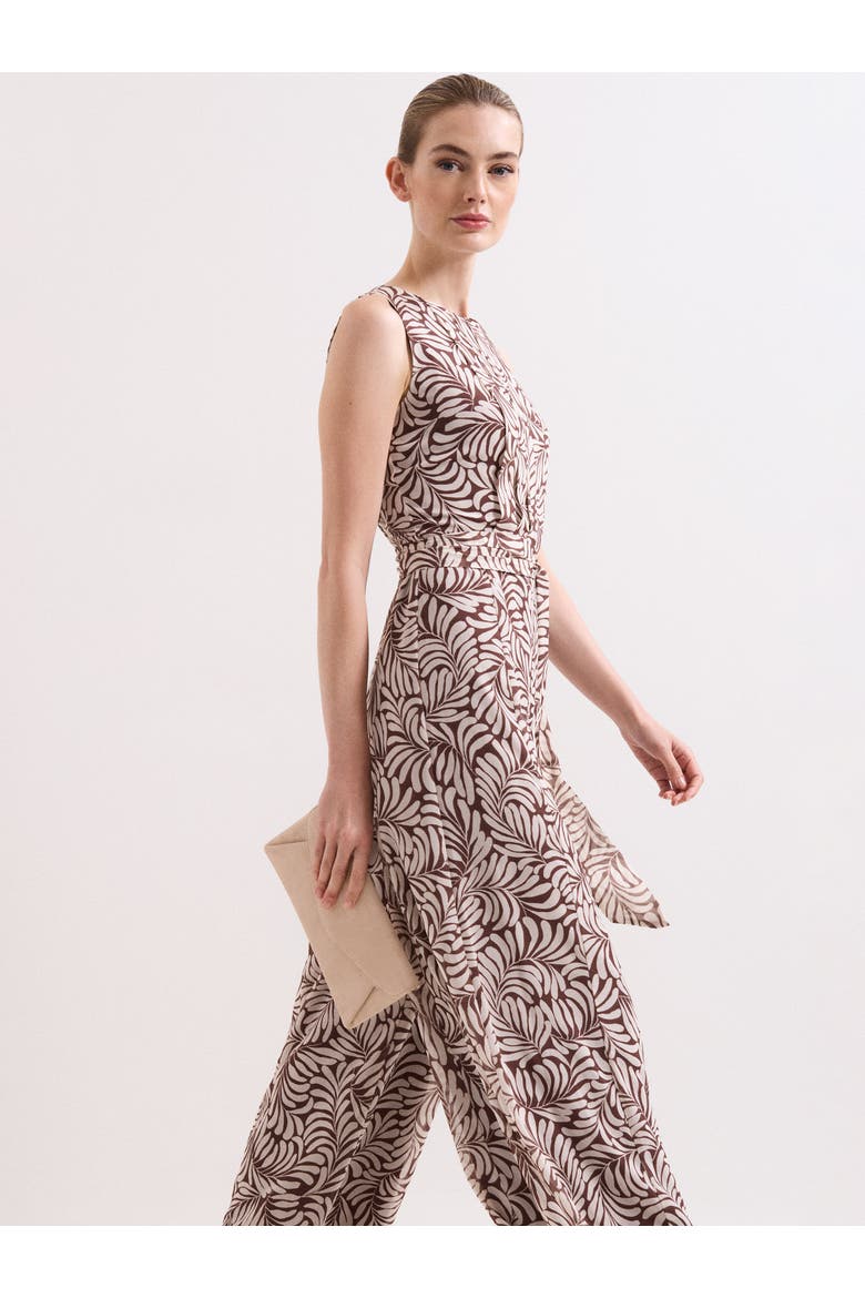 Janine Leaf Sleeveless Jumpsuit, Alternate, color, Latte