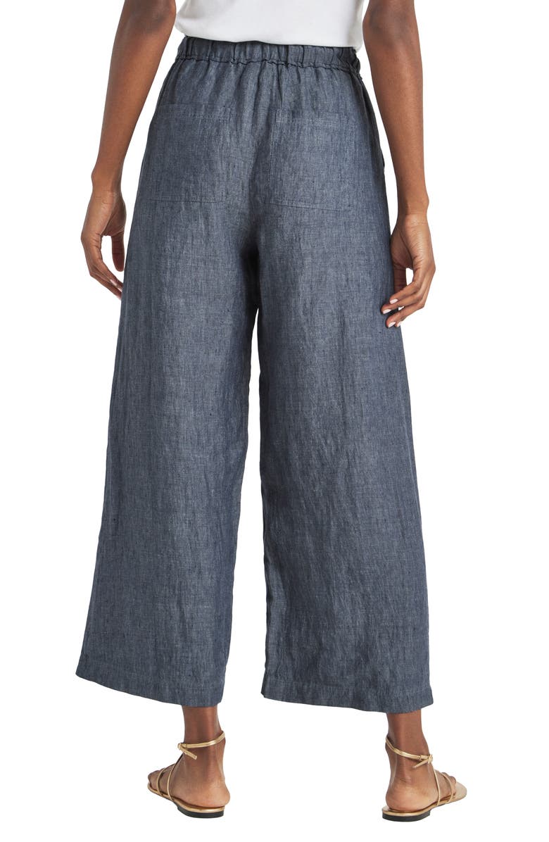 Splendid Stella Linen Crop Wide Leg Pants, Alternate, color, Navy