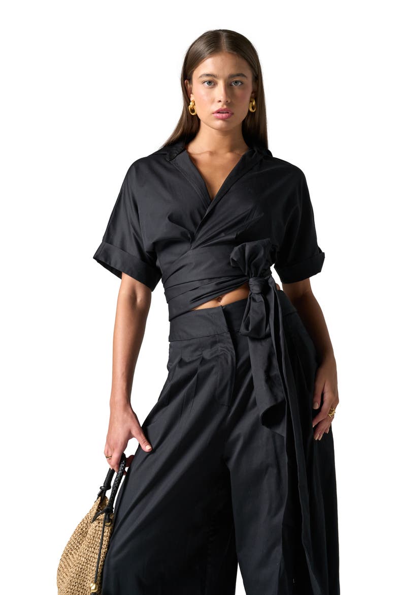 Kora Top in Sateen, Alternate, color, Black