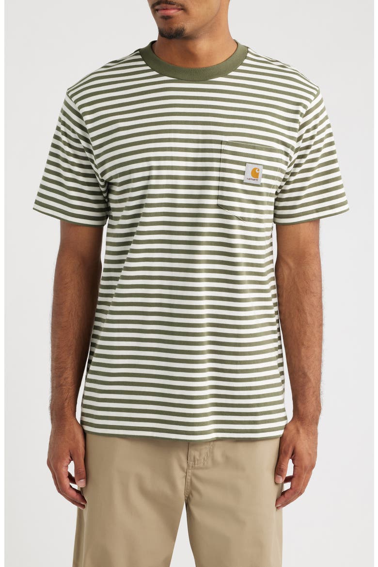 Ezra Stripe Pocket T-Shirt, Main, color, EZRA STRIPE, LEAF / WAX
