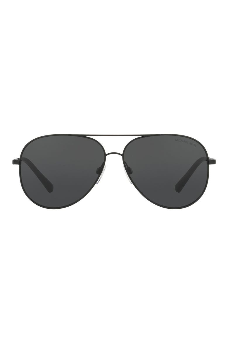 60mm Pilot Sunglasses, Main, color, MATTE BLACK