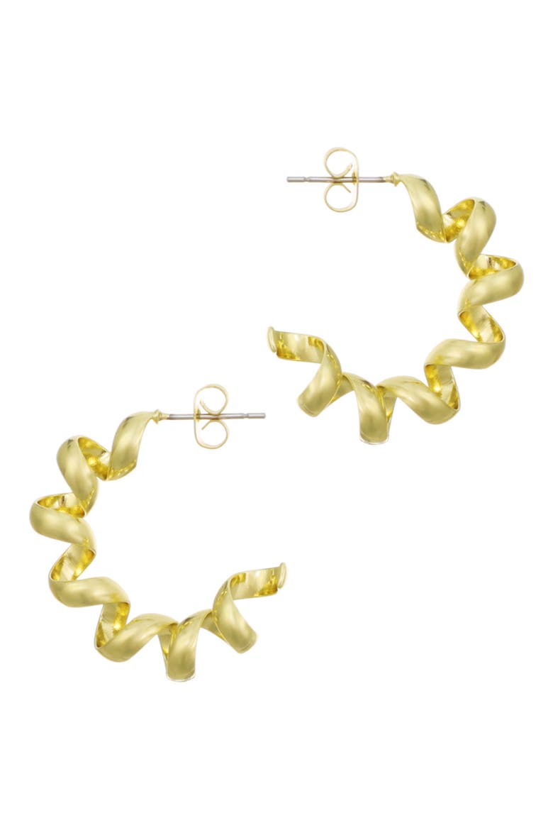 14K Gold Plated Coiled Hoop Earrings, Alternate, color, GOLD