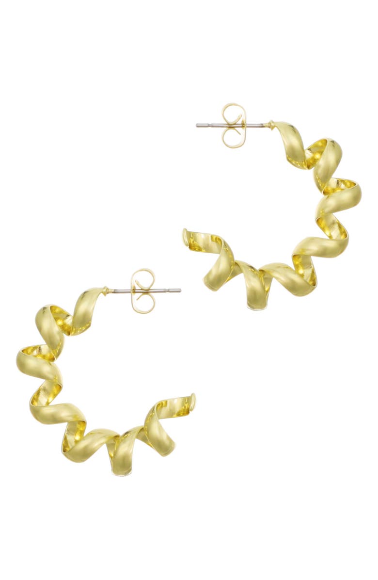 Adornia 14K Gold Plated Coiled Hoop Earrings, Alternate, color, Gold