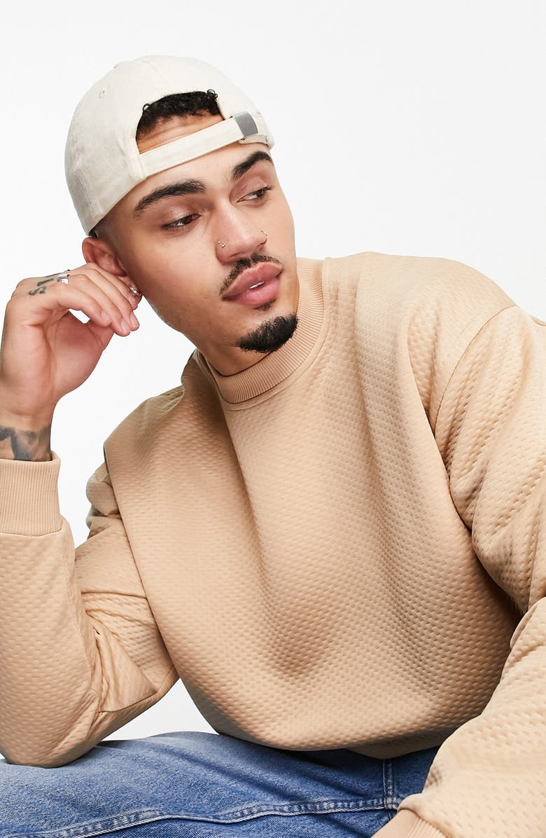 ASOS DESIGN Oversize Textured Sweatshirt, Alternate, color, 