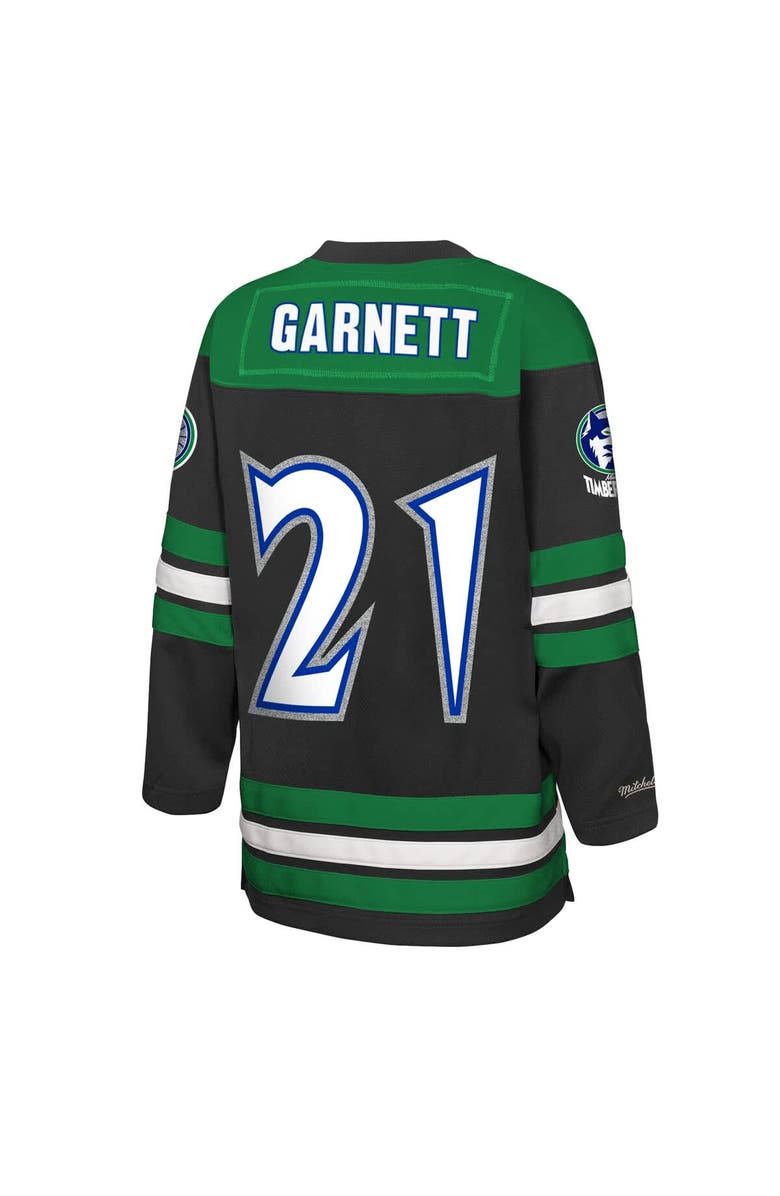 Mitchell & Ness Youth Mitchell & Ness Kevin Garnett Black Minnesota Timberwolves Maxxed Out 2.0 Fashion Hockey Jersey, Alternate, color, Black