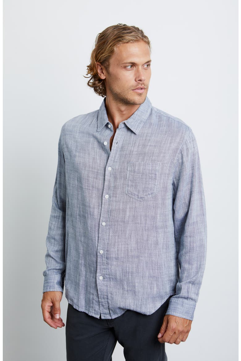 Wyatt Cotton Button-Up Shirt, Alternate, color, NAVY CHAMBRAY