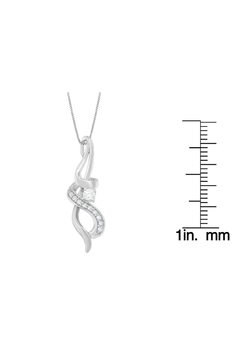 Espira 10K White Gold 1/5 cttw Round Cut Diamond Swirl Pendant Necklace, Alternate, color, White