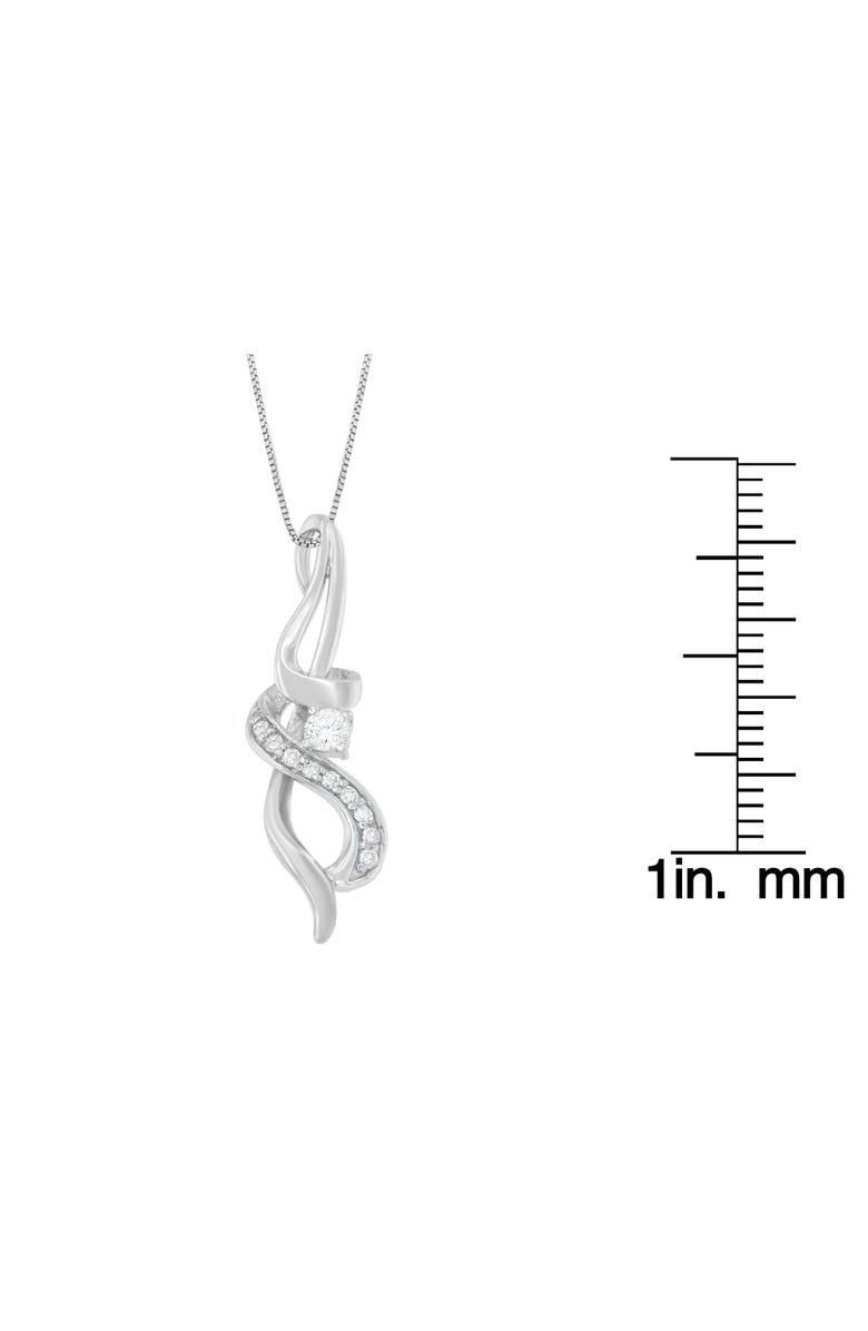 Haus of Brilliance Espira 10K White Gold 1/5 cttw Round Cut Diamond Swirl Pendant Necklace, Alternate, color, White