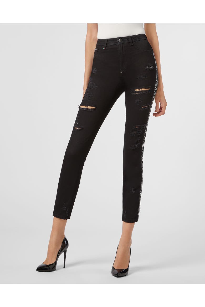 High Waist Logo Band Denim Jeggings Women, Main, color, SantaMonica