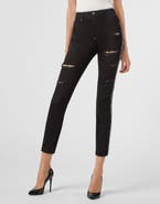 PHILIPP PLEIN High Waist Logo Band Denim Jeggings Women