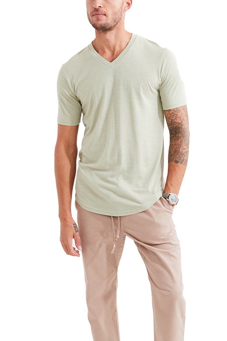Triblend Scallop V-Neck T-Shirt, Main, color, SEAGRASS