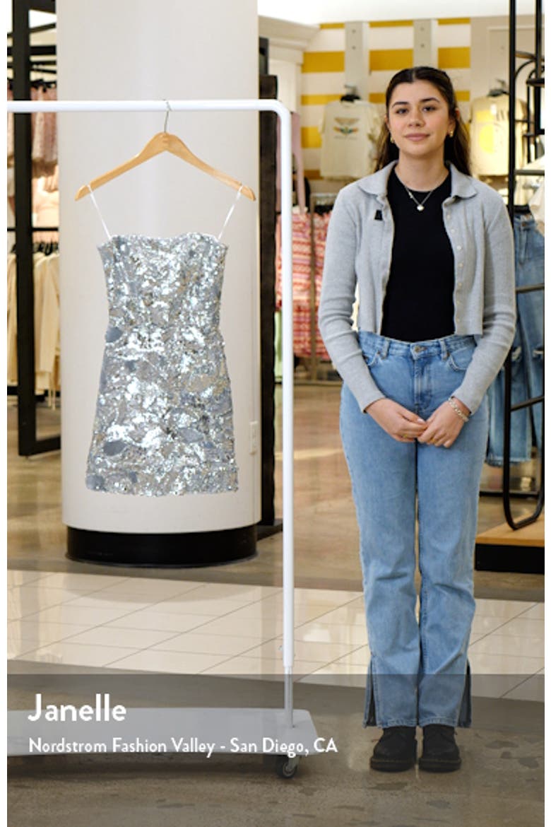 Linda Sequin Strapless Minidress video