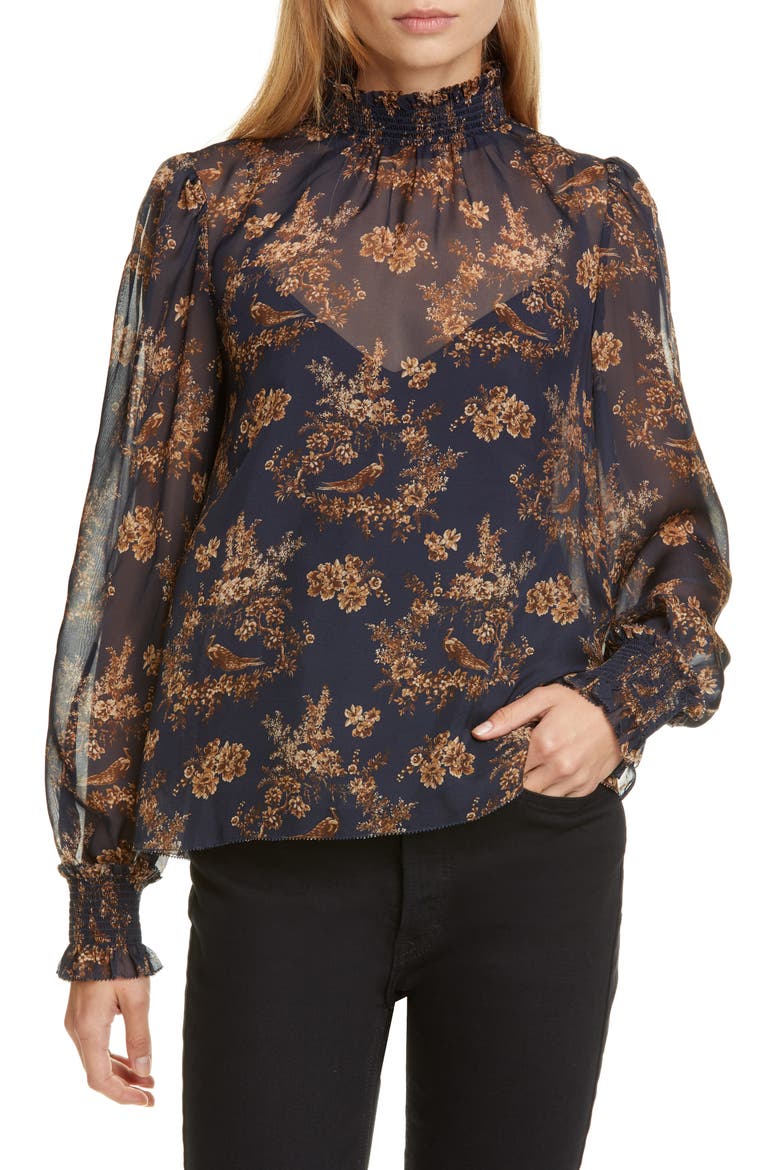 The Willa Silk Blouse, Main, color, TOILE PRINT