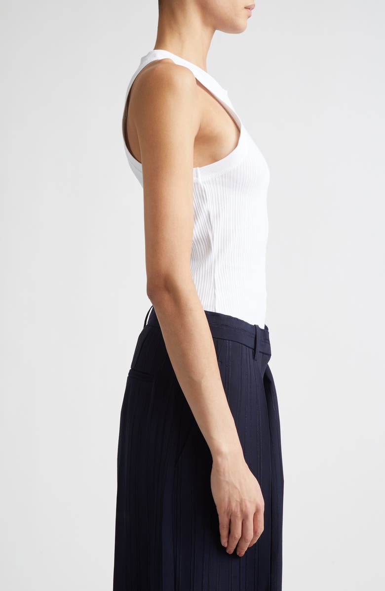 Victoria Beckham Rib Organic Cotton Tank, Alternate, color, White