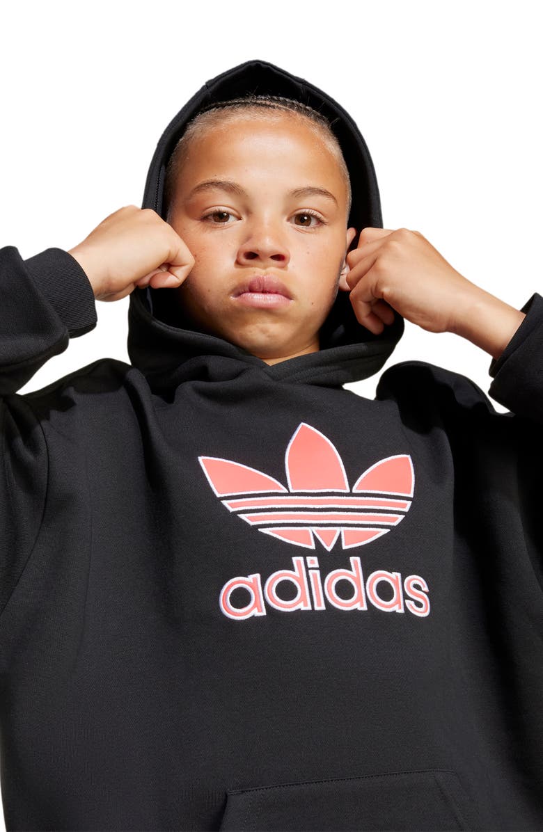 adidas Originals Kids' Trefoil Hoodie, Alternate, color, Black