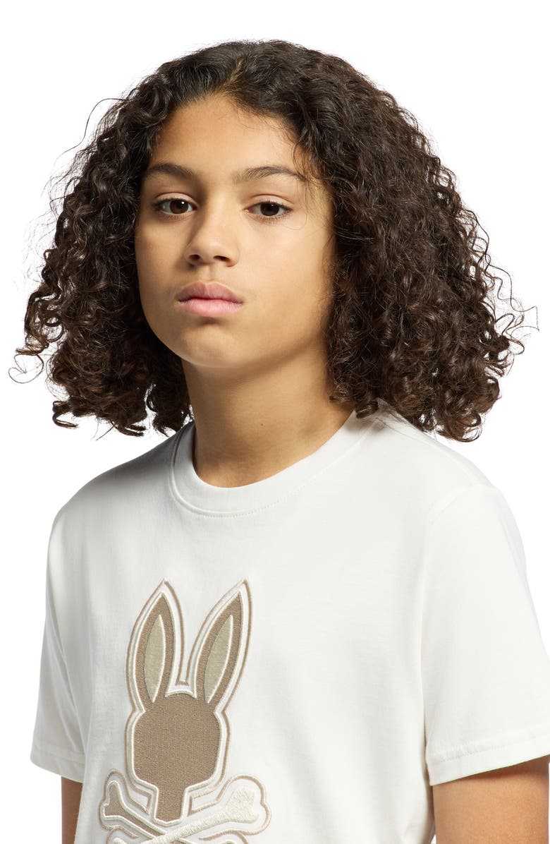 Psycho Bunny Kids' New Castle Embroidered Pima Cotton Graphic T-Shirt, Alternate, color, Ecru