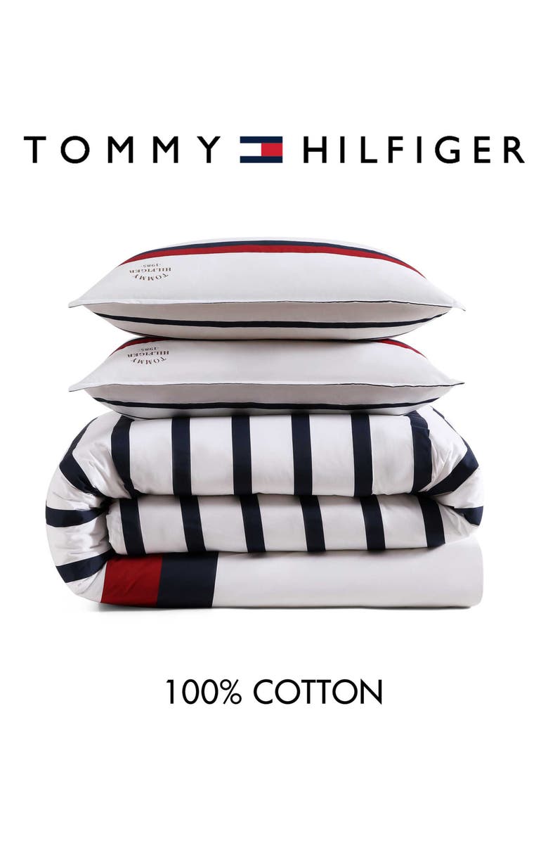 Tommy Hilfiger Classic Stripe Duvet Cover & Shams Set, Alternate, color, White/ Red/ Navy