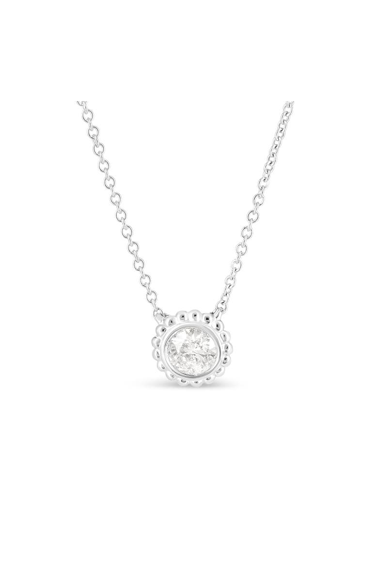 Haus of Brilliance 10K White Gold 1/2 Cttw Bezel Set Diamond Sunflower Finish 18" Pendant Necklace, Main, color, White