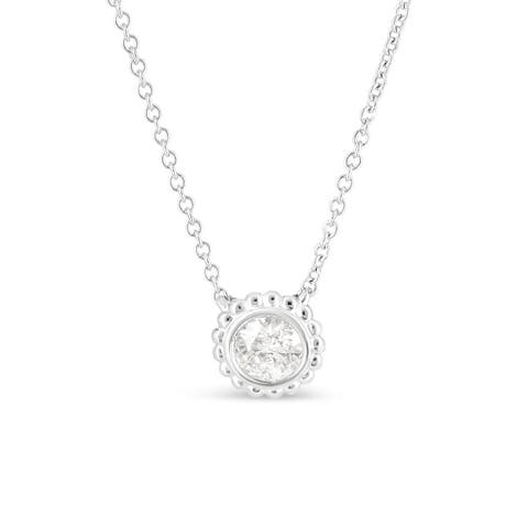 10K White Gold 1/2 Cttw Bezel Set Diamond Sunflower Finish 18" Pendant Necklace