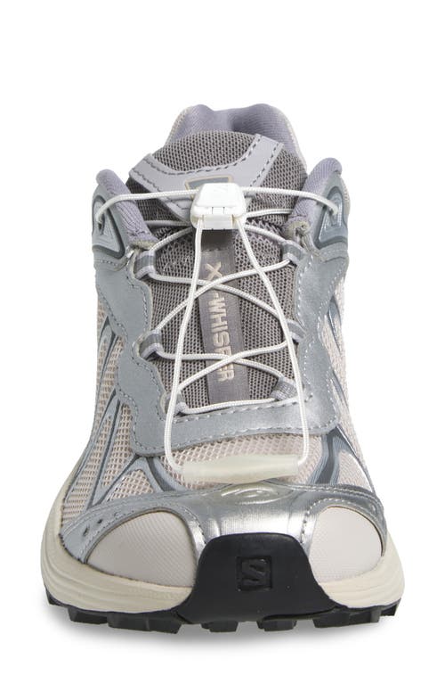 Salomon Xt-whisper Grey Sneakers With Printed Logo On The Side And Drawstring Closure In Fabric Unisex In Silver