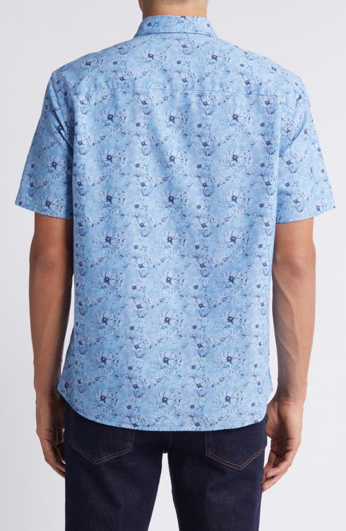 Robert Barakett Gomell Floral Short Sleeve Button-up Shirt In Blue