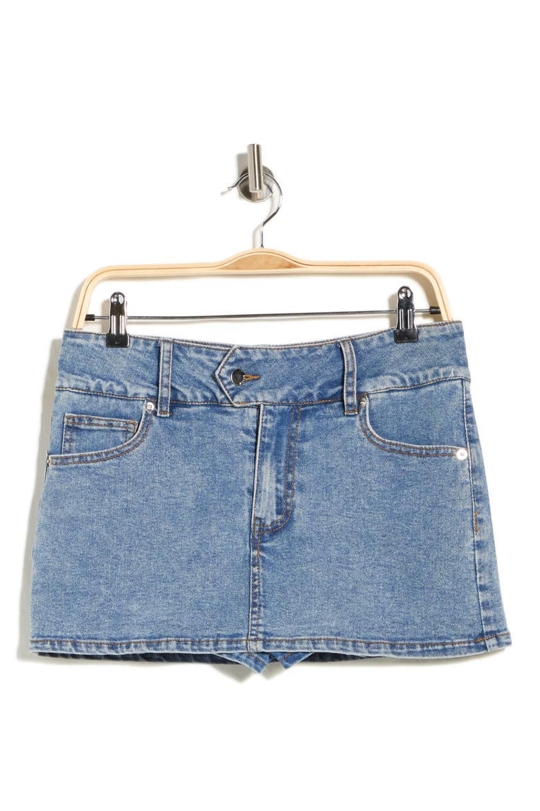 Stretch Denim Miniskirt, Alternate, color, MEDIUM WASH