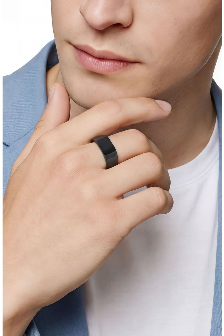 Men's Signet Ring, Alternate, color, BLACK