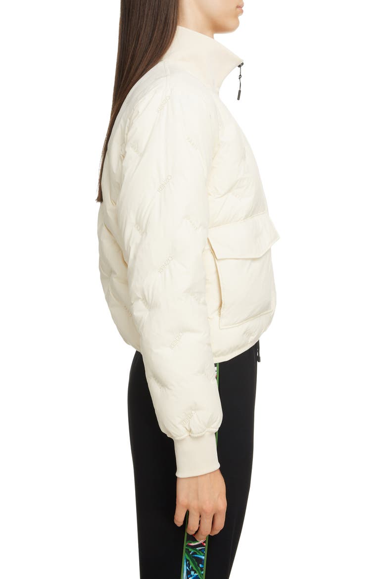 Packable Logo Embroidered Puffer Jacket, Alternate, color, OFF WHITE