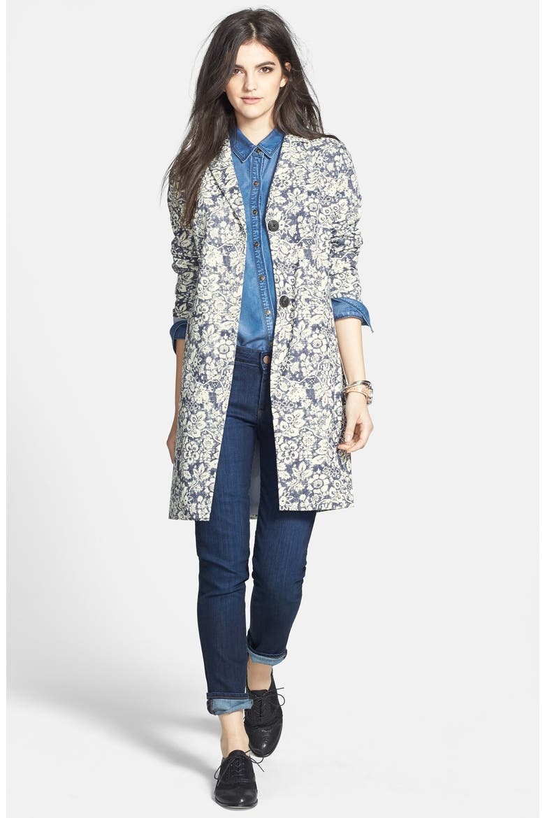 Hinge® Floral Print Jacket, Alternate, color, INDIGO