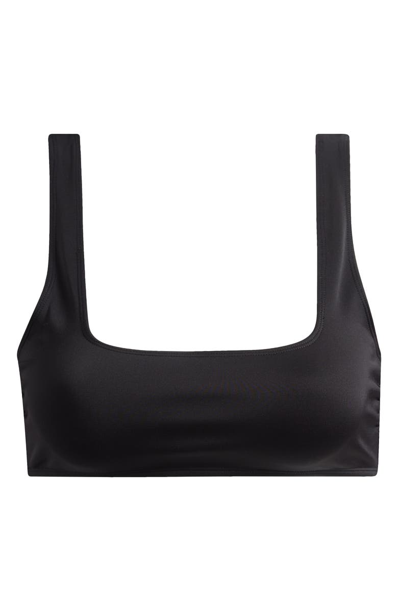 Good American Square Neck Compression Bikini Top, Alternate, color, Black001