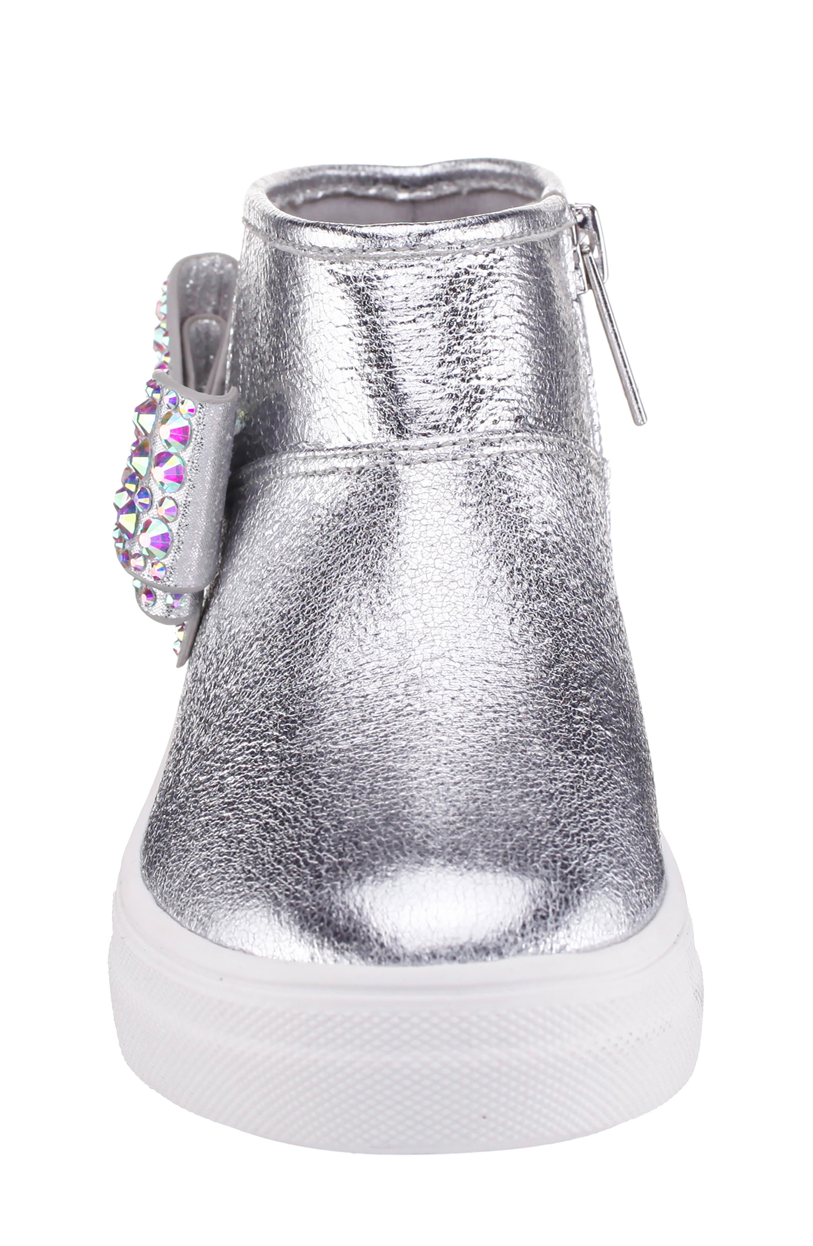 Nina Kids' Gwenny Sneaker, Alternate, color, Silver Crackled Metallic