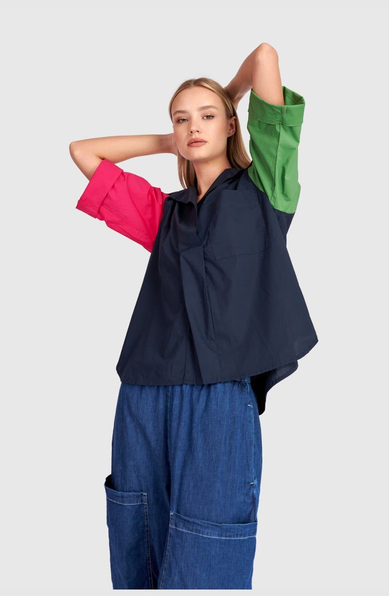 Alembika Poolside Popover Top, Alternate, color, Navy